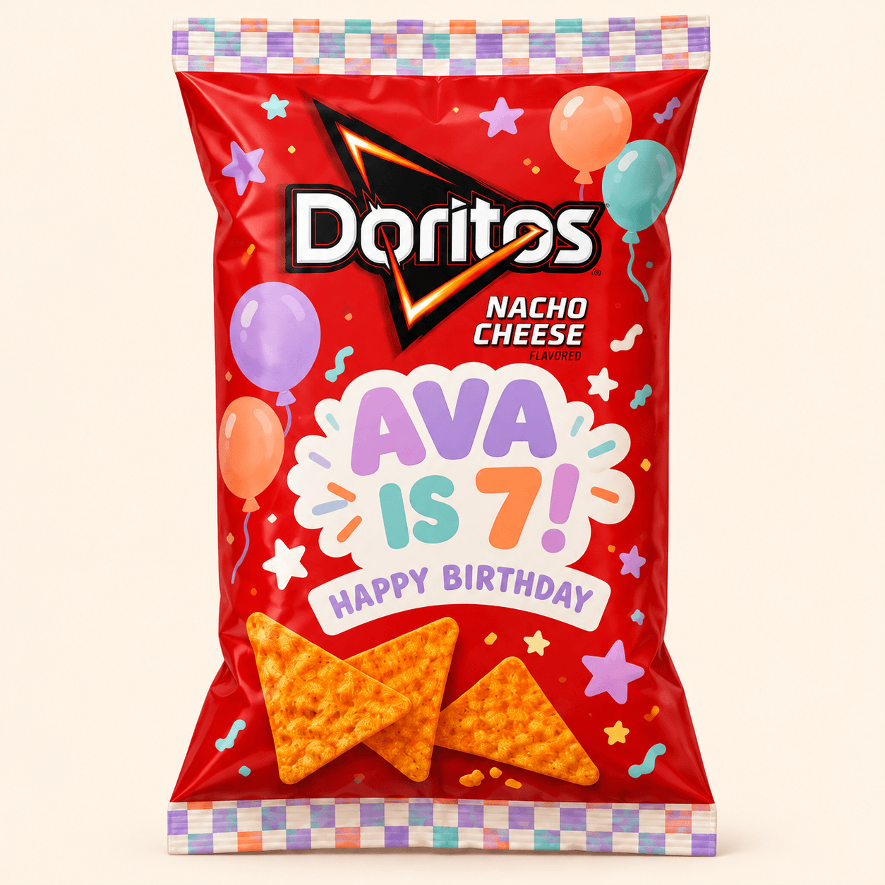 Sample Doritos birthday chip bag