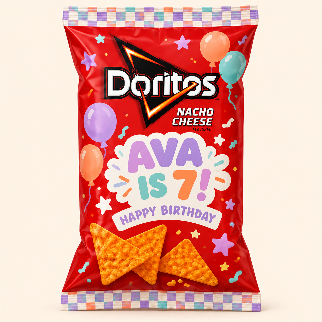 Sample Doritos birthday chip bag