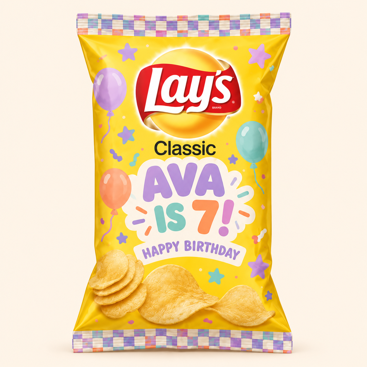 Sample Lay’s birthday chip bag