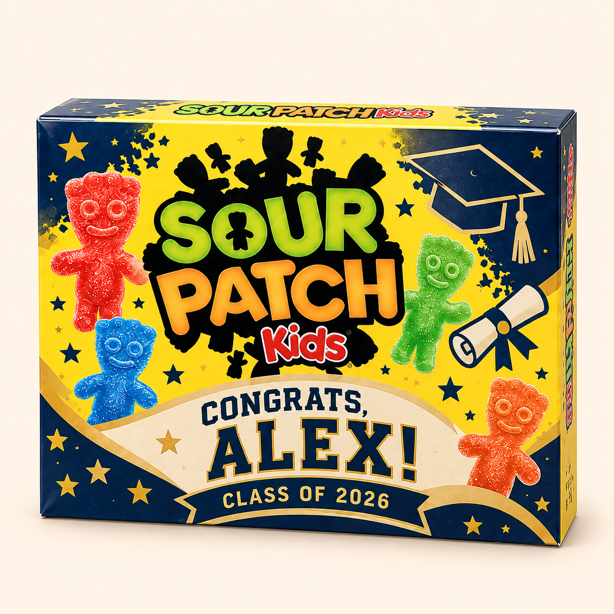 Sample Sour Patch Kids graduation box